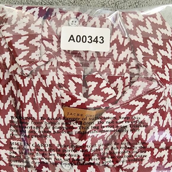 JACHS Girlfriend Top Womens S Red White Chevron Print Quinn Cap Sleeve Button Up - Picture 9 of 9